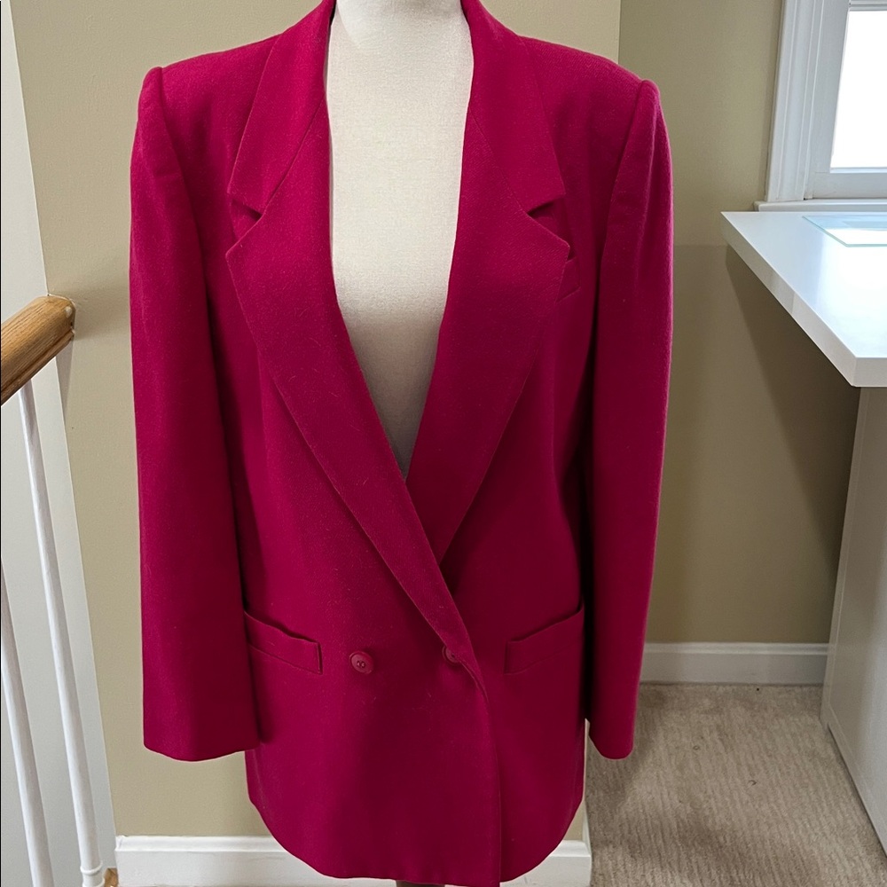 Derek Martin Vintage Double Breasted Fuchsia Wool Blazer Size 8 EUC